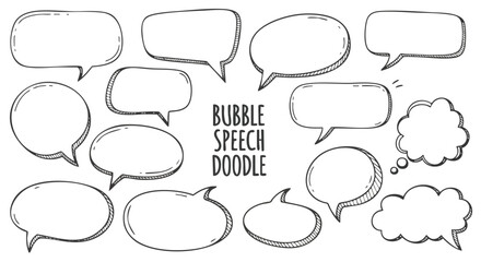 Hand-drawn speech bubbles and thought clouds for creative communication and design projects