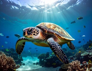 Obraz premium sea turtle swimming