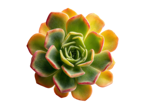 Succulent plant green yellow red edged leaves image, Isolated, Png Transparent Background - Powered by Adobe