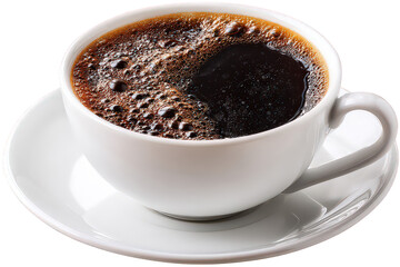 Full Cup Of Dark Coffee In White Porcelain Cup