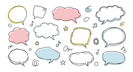 Fototapeta premium Hand drawn speech bubbles set for creative design projects and modern communication needs, add your messages now
