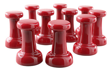 Group Of Red Pushpins On Black Background