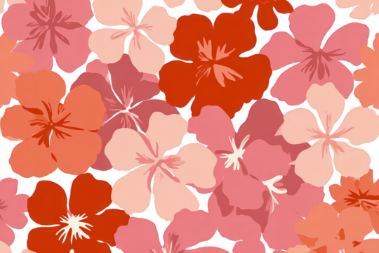 Floral Pattern Background with Red and Pink Flowers