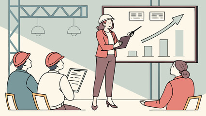 Presentation Business Meeting Teamwork Growth Strategy Planning Office Workplace Project Collaboration Team Workers Construction Industry Engineering Architecture Professional Ch.