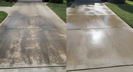 Driveway cleaning before and after