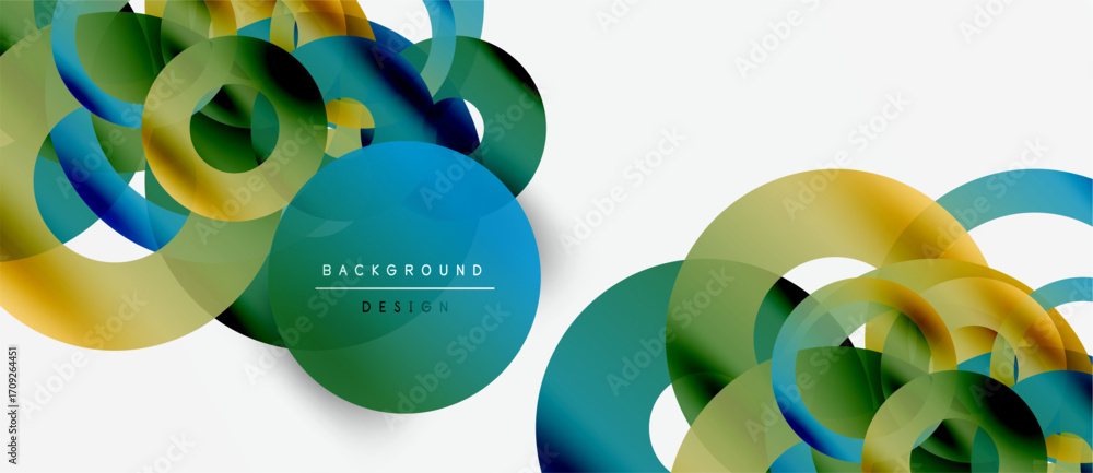 Poster abstract colorful overlapping circles create dynamic gradient background. modern design elements sug