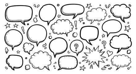 Speech bubbles and thought clouds for creative communication, conversation, and expressing ideas in design