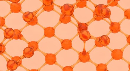 Orange Geometric Pattern Microscopic View.