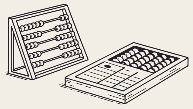 Two types of abacuses a classic counting tool illustrated in a hand-drawn style.