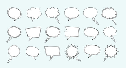 Set of various blank speech bubbles perfect for communication, marketing, and social media