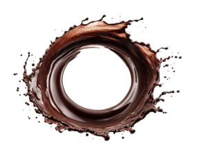 Dark chocolate liquid splash forms a circular ring