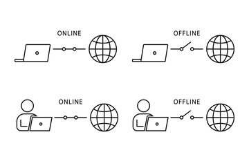 オンラインとオフラインのインターネット環境をイメージしたイラスト