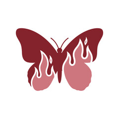 Fiery butterfly graphic symbol transformation concept art insect flames vector