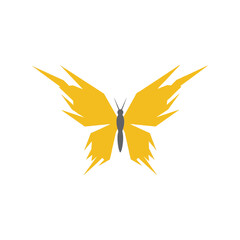 Obraz premium Fiery orange butterfly abstract wings vector art icon symbol graphic element vector