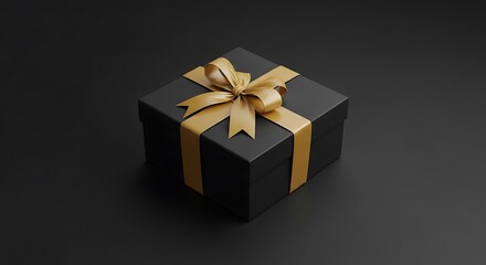 Obraz premium Black Gift Box with Gold Ribbon.