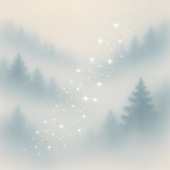 winter landscape with fog
