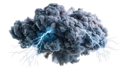Dark Gray Storm Cloud with Electric Blue Lightning Bolts