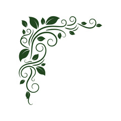 Elegant floral swirl ornament vector corner design nature inspired leaf flourish decoration element vector