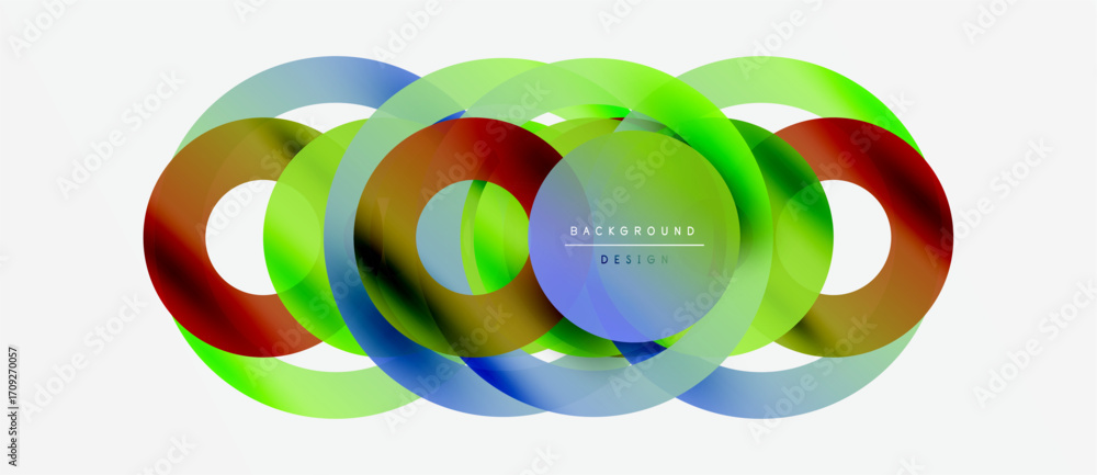 Poster abstract colorful overlapping circles create dynamic visual effect. modern design element for backgr
