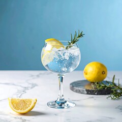 Refreshing gin and tonic cocktail