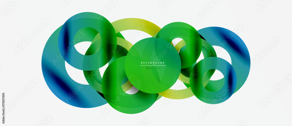 Aufkleber abstract colorful circles overlap creating dynamic visual effect. gradient shades blend smoothly, fo