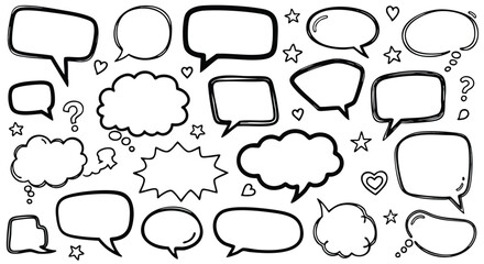 Fototapeta premium Hand drawn speech bubbles and thought clouds for creative design projects and fun communication needs