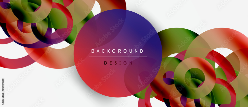 Poster abstract colorful circles overlap white space. modern design elements create dynamic visual impact. 