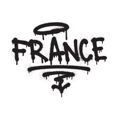 Urban graffiti tag of the word FRANCE, rendered in black spray paint with a halo and drips on a white background.
