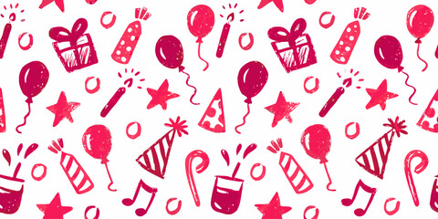 Seamless crayon vector. Cute background. Girl love print pattern. Doodle art. Abstract fashion design. Pink y2k sticker bg.