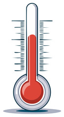 Cartoon Thermometer Displaying Temperature with Red Liquid Indicator