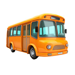 Orange school bus, cartoon style, front view