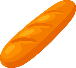A golden brown baguette illustration, a staple of bakeries and meals