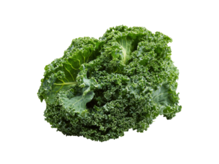 Vibrant green curly kale leaf isolated on black vegetable, Isolated, Png Transparent Background