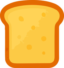 Simple graphic illustration of a single golden brown slice of toast, perfect for breakfast themes or food-related designs, depicting a staple item for a quick meal