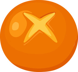 Delicious round loaf of bread or dinner roll with a decorative cross on the crust. Isolated cartoon vector icon for food and baking concepts