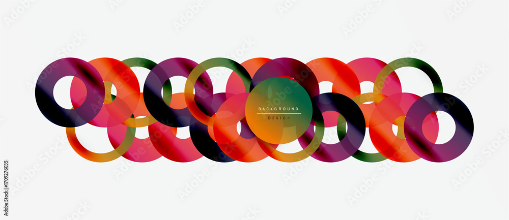 Aufkleber abstract colorful overlapping circles create modern design. vibrant hues blend, forming dynamic visu