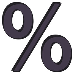 Bold dark purple percent symbol illustration with shadow effect
