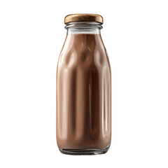 Glass bottle of chocolate milk with gold cap