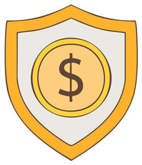 Obraz premium Shield with Dollar Sign Coin Depicts Financial Security and Protection