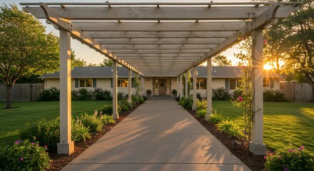 Elegant pergola entryway pathway