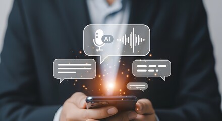 AI Voice Assistant and Messaging Concept on Smartphone Futuristic Communication
