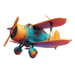 Colorful vintage biplane, cartoon style