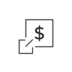 Scaling portfolio icon vector showing growth and expansion with dollar symbol. Perfect for investment management, wealth growth, financial strategy, portfolio scaling, and capital optimization.