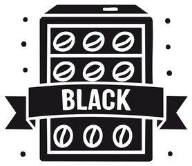 Fototapeta premium Black pills in a container with banner logo, modern graphic design