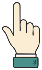 Stylized hand with finger pointing up for business interface with suit sleeve