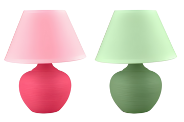 Pair of colorful lamps for home decor isolated PNG with Transparent Background