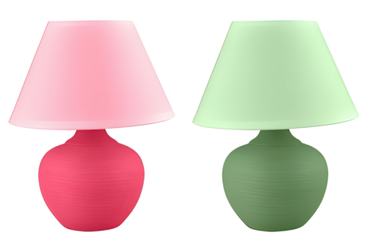 Pair of colorful lamps for home decor isolated PNG with Transparent Background