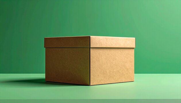 cardboard box on a green background