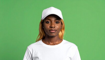 A portrait of a young woman with a joyful expression, wearing a casual hat