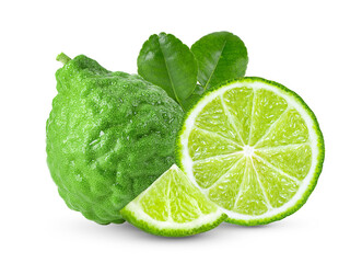 bergamot or kaffir on white background (Image from camera)